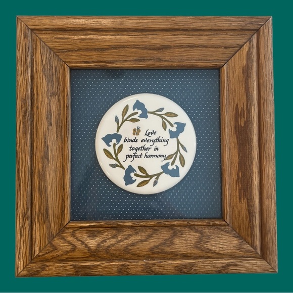 Vintage 90s Framed Picture Love Binds Everything Together in Perfect Harmony - Picture 1 of 11
